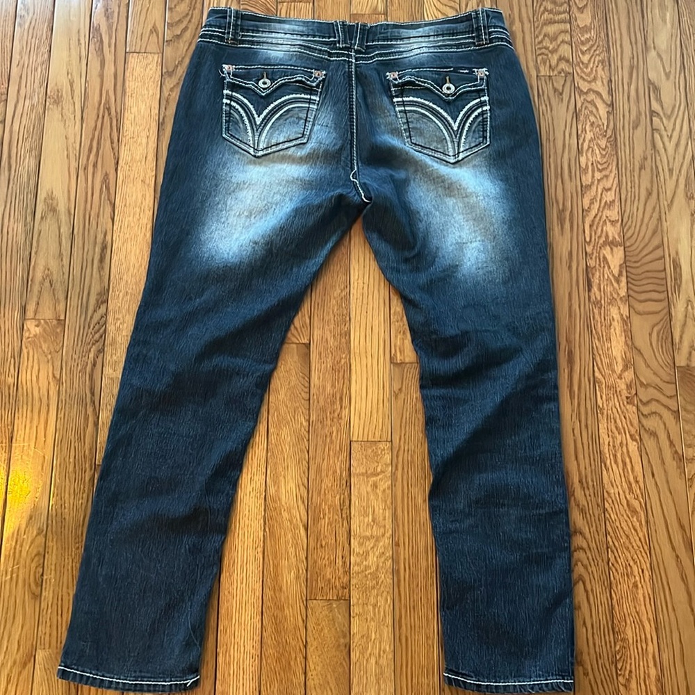 Angels Jeans y2k mcbling straight Jeans‎ embroidered Denim Distressed 19 36”